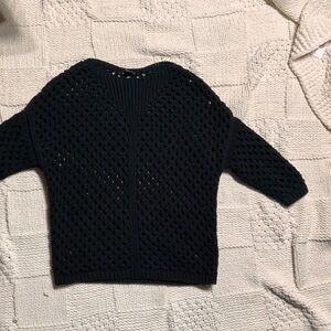 Ann Taylor Black Crochet 3/4 Sweater